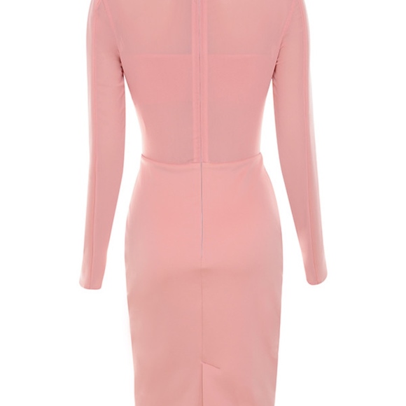 SAJIDA' Pink Stretch Crepe Jersey Long Sleeve - Picture 5 of 8